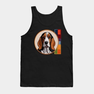 Basset Hound Colorblock Embroidered Patch Tank Top